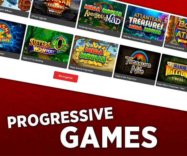 Selection of online progressive games at Royal Vegas Casino